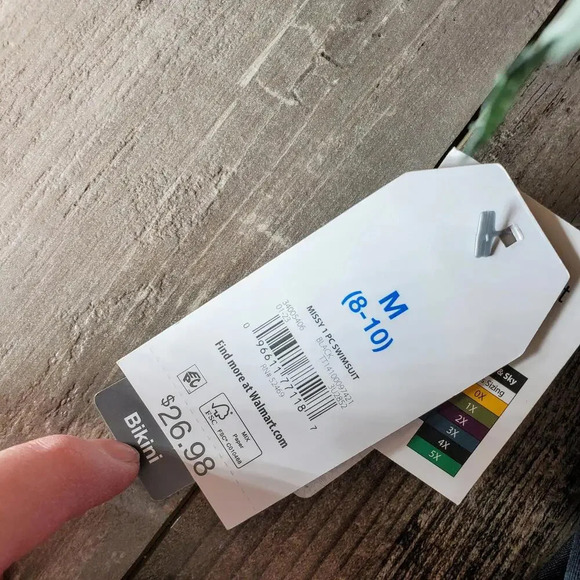 NWT Time and Tru Black One Piece Women's Bathing Suit Swimsuit Size Medium 8-10 - Picture 9 of 11